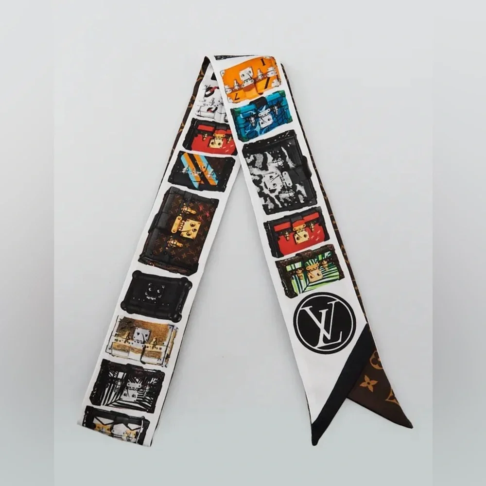 LOUIS VUITTON Brown/Multicolor Silk Tribute To Twist BB Bandeau Scarf